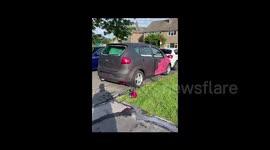 Man transforms bright red car into cool grey camper for £33 ($45) with sander and WALL paint!