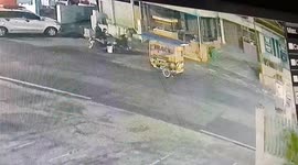 Spooky snacks: CCTV captures moment a ghostly food cart propels itself down street in Indonesia
