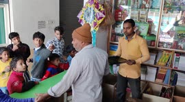 The funny kids has rush for selecting kites inside shop