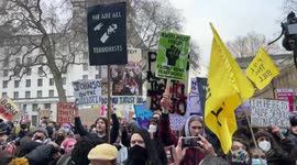 Huge crowd of Kill the Bill protesters outside Downing Street in London