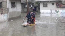 Rainfall floods Jabalia refugee camp in northern Gaza Strip