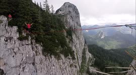 Free Solo highlining is walking a slackline without a tether hundreds of feet high