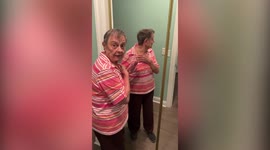 Sobering moment lady with Alzheimer's has a conversation with herself after not recognising her reflection in the mirror
