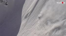 Skier's terrifying tumble down incredibly steep mountain captured on camera