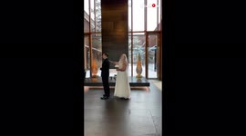 Best friend pranks groom during first look by dressing up as bride