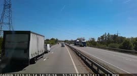 What the?! Small Ford Transit van towing MUCH bigger truck on the A12 in Essex, UK