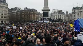 NHS staff and supporters gather in Trafalgar Square against Covid vaccine mandate as deadline looms