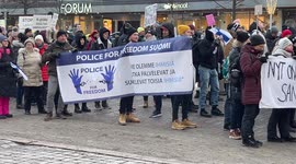 Protest against Covid vaccination and public health restrictions in Helsinki, Finland