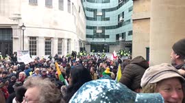 Start of world wide rally for freedom March at the BBC in London