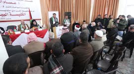 Palestinians attend the inauguration of Mukheitim archaeological site, which houses the remnants of a Byzantine church