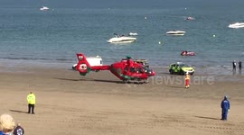 Air ambulance leaves beach