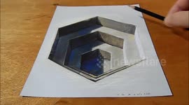  Drawing a 3D Hexagonal Hole, Trick Art