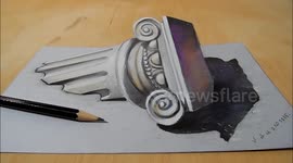  Speed Drawing a 3D Ionic Column, Freehand