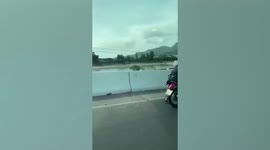 Rider travels on motorcycle overloaded with vegetables