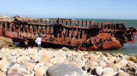 Greek ship that sank in 1977 washes ashore in Cape Town after 45 years