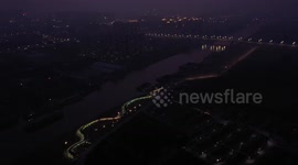 Drone Footage Of Photovoltaic Landscape Corridor In Taizhou, Jiangsu, China