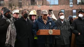 Mayoral Press Conference At Bronx Apartment Fire Site In New York
