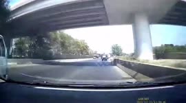 Pick-up truck flips over after trying to overtake on highway in Thailand