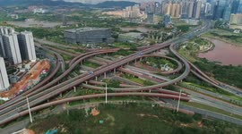 Aerial View Of Most Complex Overpass in Nanning, Guangxi Province, China.
