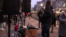 DJ SETTING UP - THE LOCKDOWN BREACH PROTEST AT DOWNING STREET -
