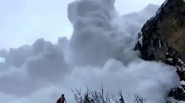 Tourists engulfed by wall of snow as avalanche crashes down mountain in southwestern China
