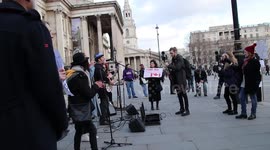 PIERS CORBYN RESIST DEFY MOVEMENT @ TRAFALGAR SQUARE - CANADIAN EMBASSY - NATIONAL GALLERY ENTRANCE- PROTEST - 1