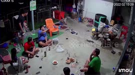 Hilarious moment man faceplants into ice bucket after drinking too much alcohol with friends