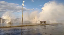 Waves from Storm Corrie lash Margate seafront in Kent