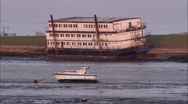 'Ghost' accommodation vessel ends 'up a creek' after drifting in high winds off Kent, UK