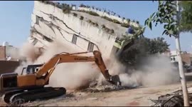 Watch - Dramatic visuals of a three floor building being demolished in minutes in Jaipur