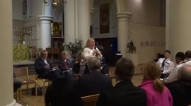 Felicity Buchan MP greeting at Public Meeting regarding the future of Notting Hill Police Station site