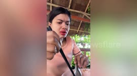 Thai woman, 24, left with 'trout pout' after tattoo blusing treatment causes her lips to swell