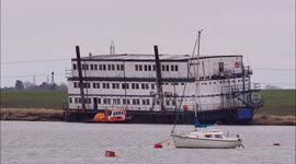 Unmanned vessel recovered after breaking free during Storm Corrie off Kent, UK
