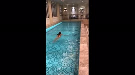 Doing laps at the indoor pool! Feeling sexy. Love swimming! Summertime fun