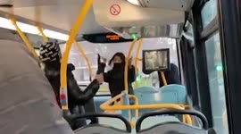 Youths have KNIFE fight in front of shocked bus passengers in London
