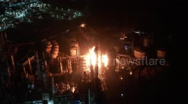 Drone Footage Of Chemical Production Plant Deflagration In Ningbo, China