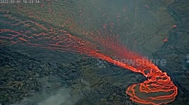 Lava flows like a river at active Kilauea Volcano in Hawaii