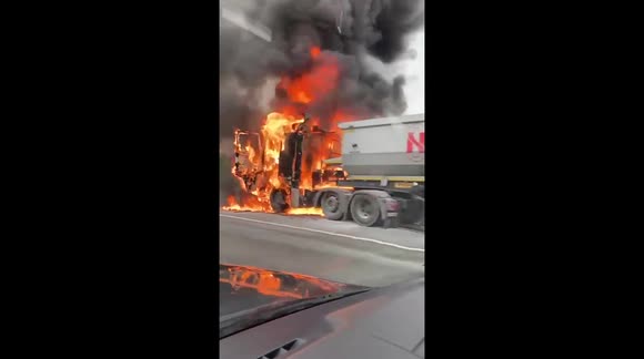 Burning Truck tyre explosion