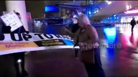 Jimmy Carr fan confronts Stand Up To Racism protesters outside London's O2 arena