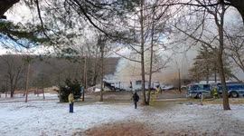 Garage / Mobile home fire with explosion, Zerbe Township, Pennsylvania