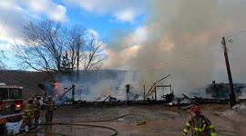 House and garage burned to the ground in fire with explosion in Zerbe Township, Pennsylvania