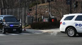 Madam Vice President of the United States Kamala Harris departs her residence at the United States Naval Observatory in Washington, D.C. on February 15, 2022
