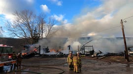 House / Garage fire with explosion, Zerbe Township, Pennsylvania