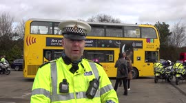 Police Operation Uses Double Decker Passenger Bus To Detect Illegal Mobile Phone Use By Car Drivers