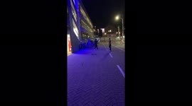 Guy flips cone and ends up going through the staircase into a car park!!!