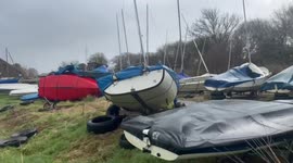 Boats thrown around in 100mph winds in Bude