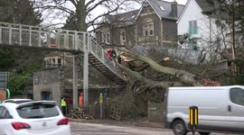 Cleanup begins in the South West of the UK caused by Storm Eunice