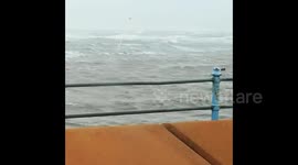 Storm Eunice in Morecambe Bay, United Kingdom