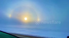 Minnesota driver witnesses rare 'sundog' on his drive to work