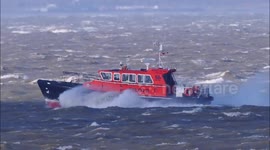 Storm Franklin batters the Thames Estuary with gale force winds off Kent, UK